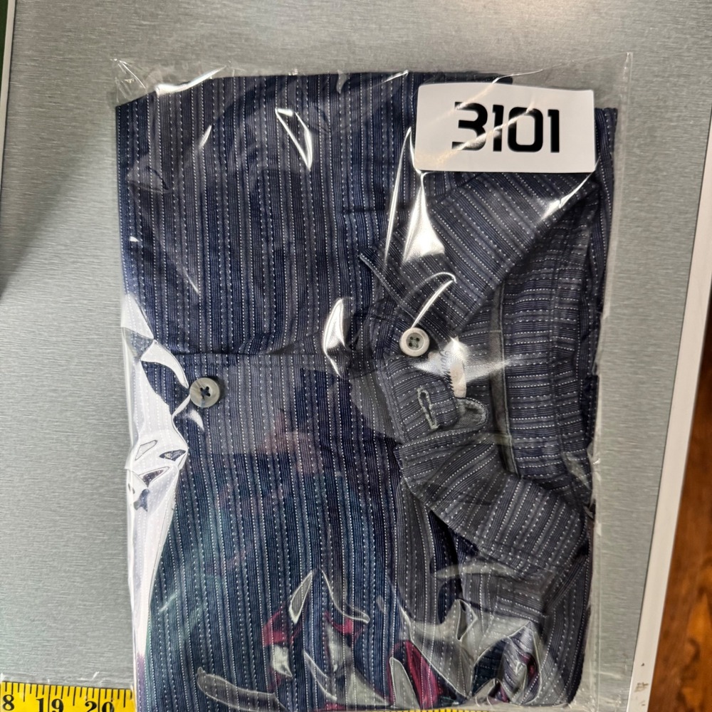 Tommy Bahama Mens Blue White Striped Dobby Cotton Long Sleeve Button Down  M - Picture 10 of 10